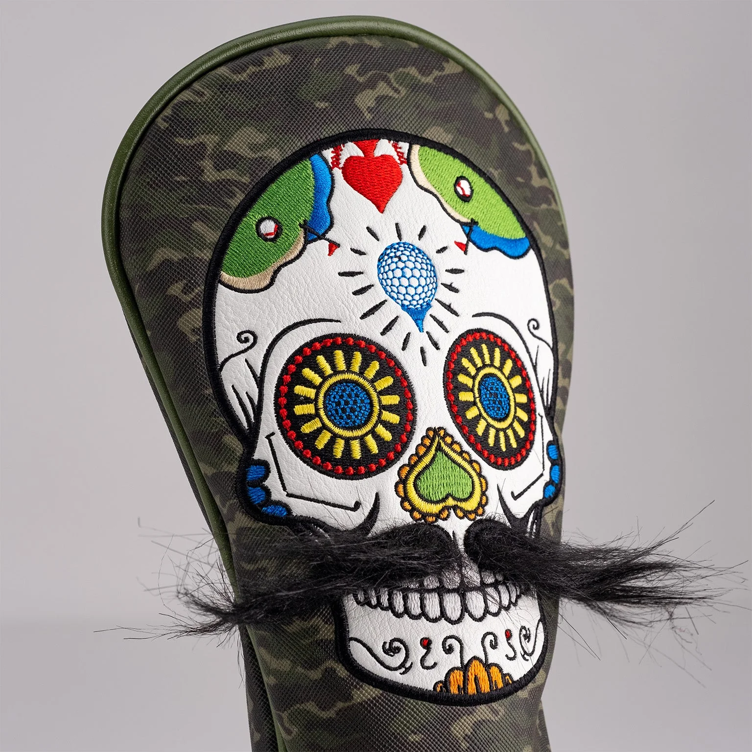 Mustache Sugar Skull - Fairway Cover Green Camo - Image 8
